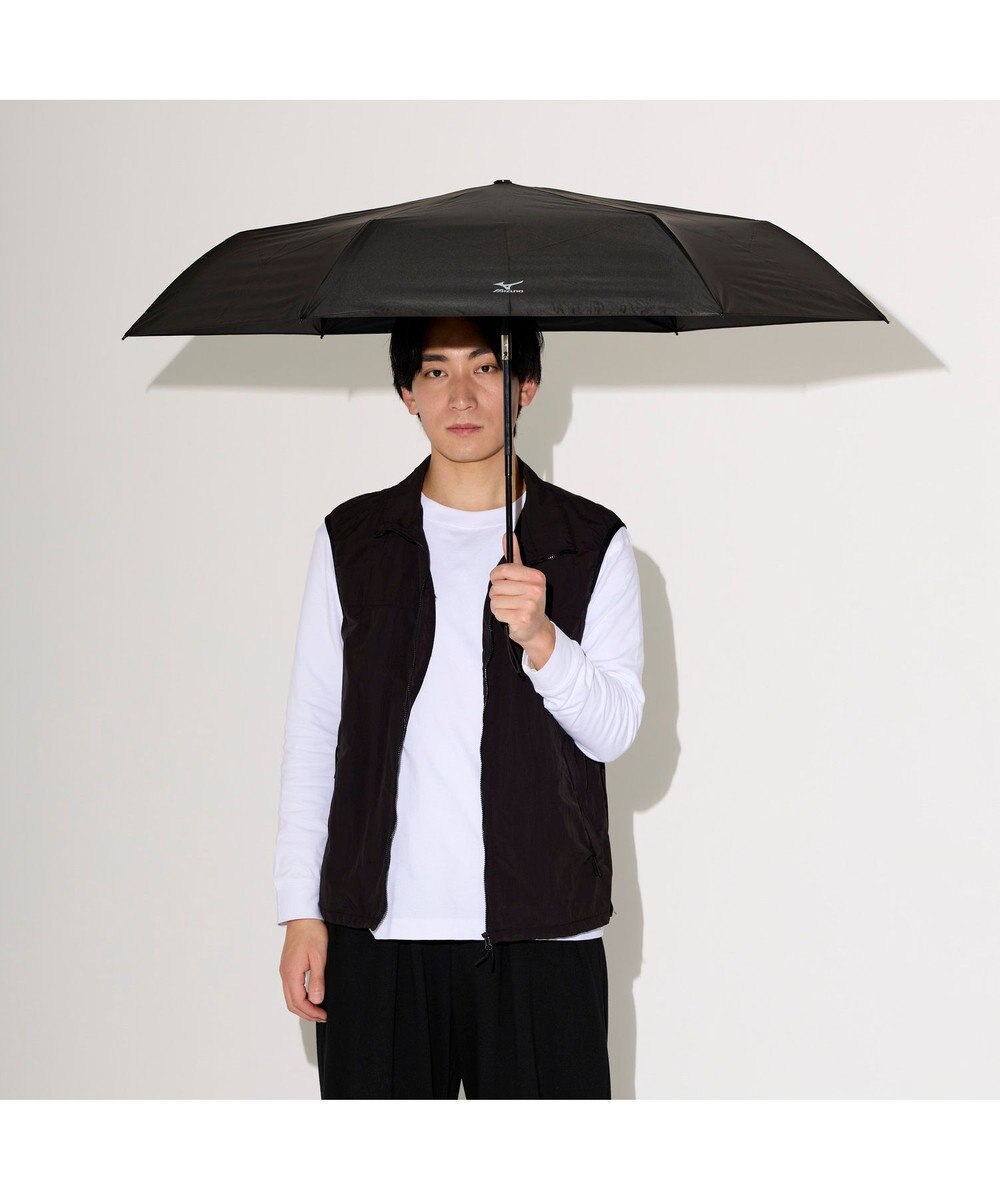 MOONBAT 【WEB限定】MIZUNO  (ミズノ) 無地 ロゴ 日傘 折りたたみ傘 自動開閉 1プッシュ パラソル 晴雨兼用  軽量 一級遮光 遮熱効果 遮光率100% UV遮蔽100% 