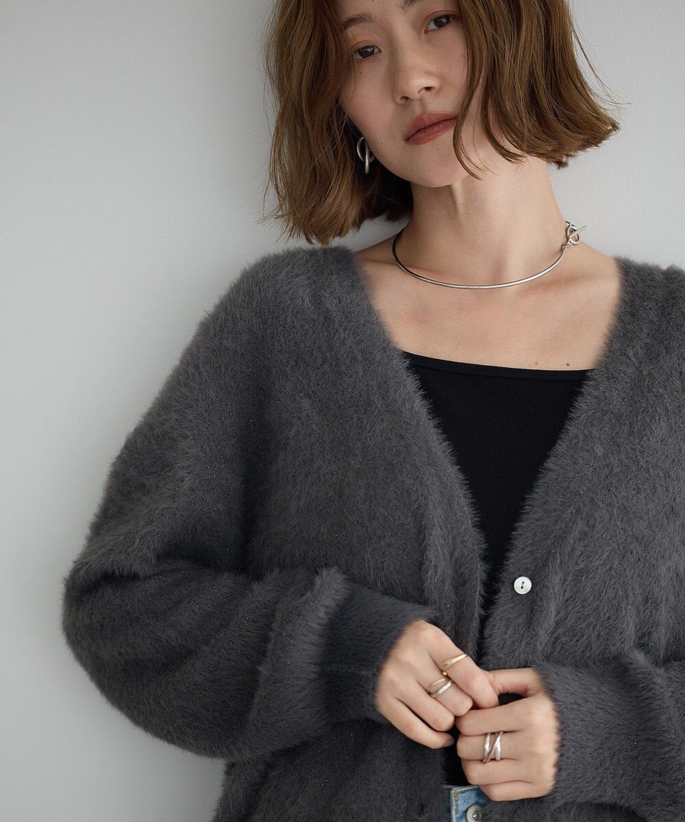 YECCA VECCA ラメシャギーカーディガン 