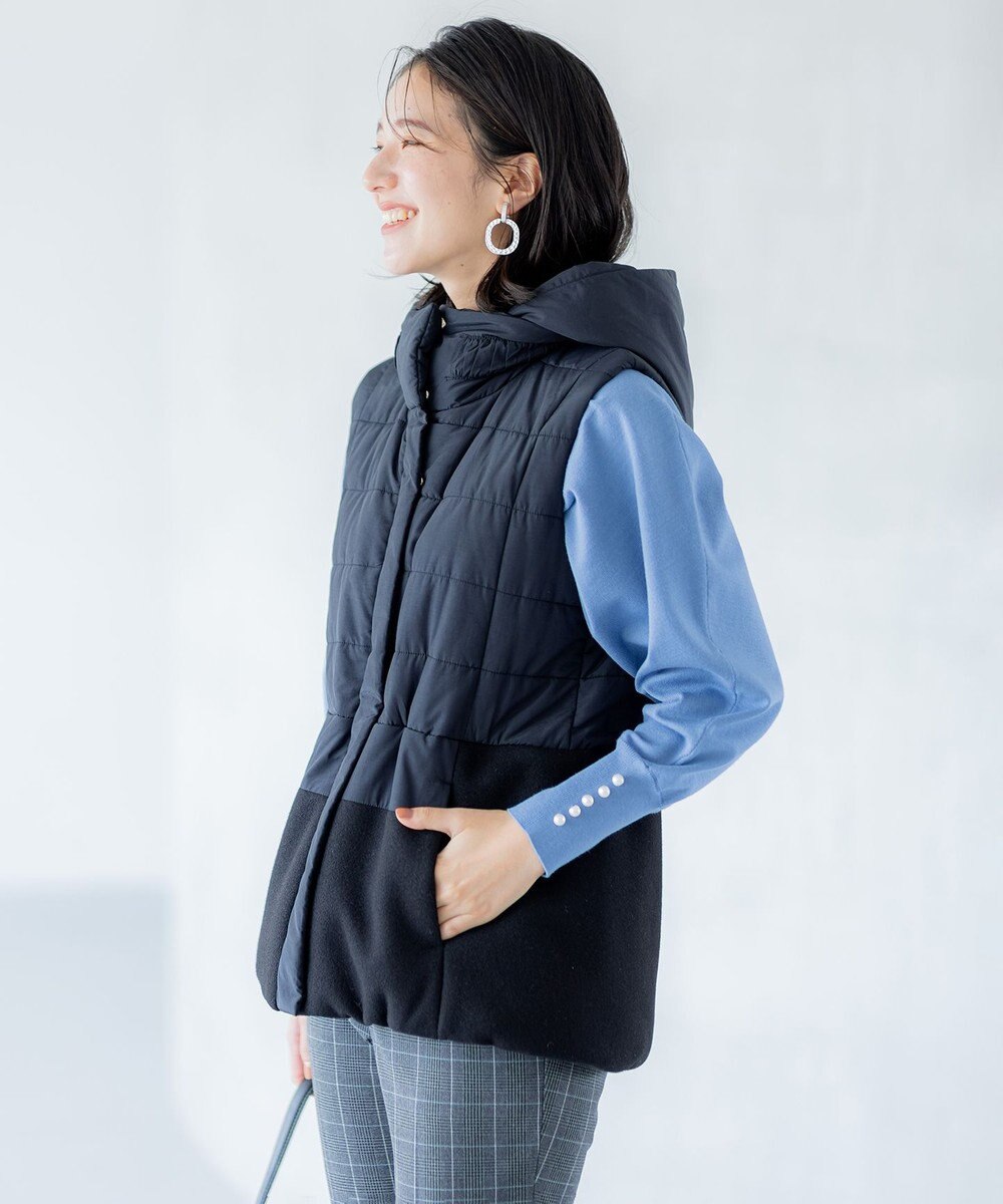 組曲 【中綿・軽羽織】フード付きパディングベスト 