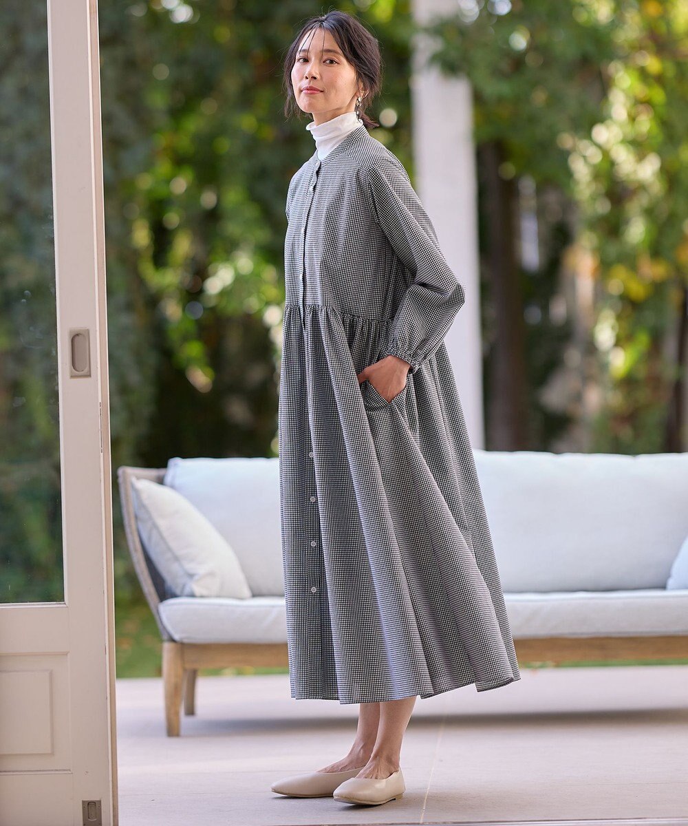 ANY 【手洗い可能】【ペチコート付】ギャザーシャツワンピース 