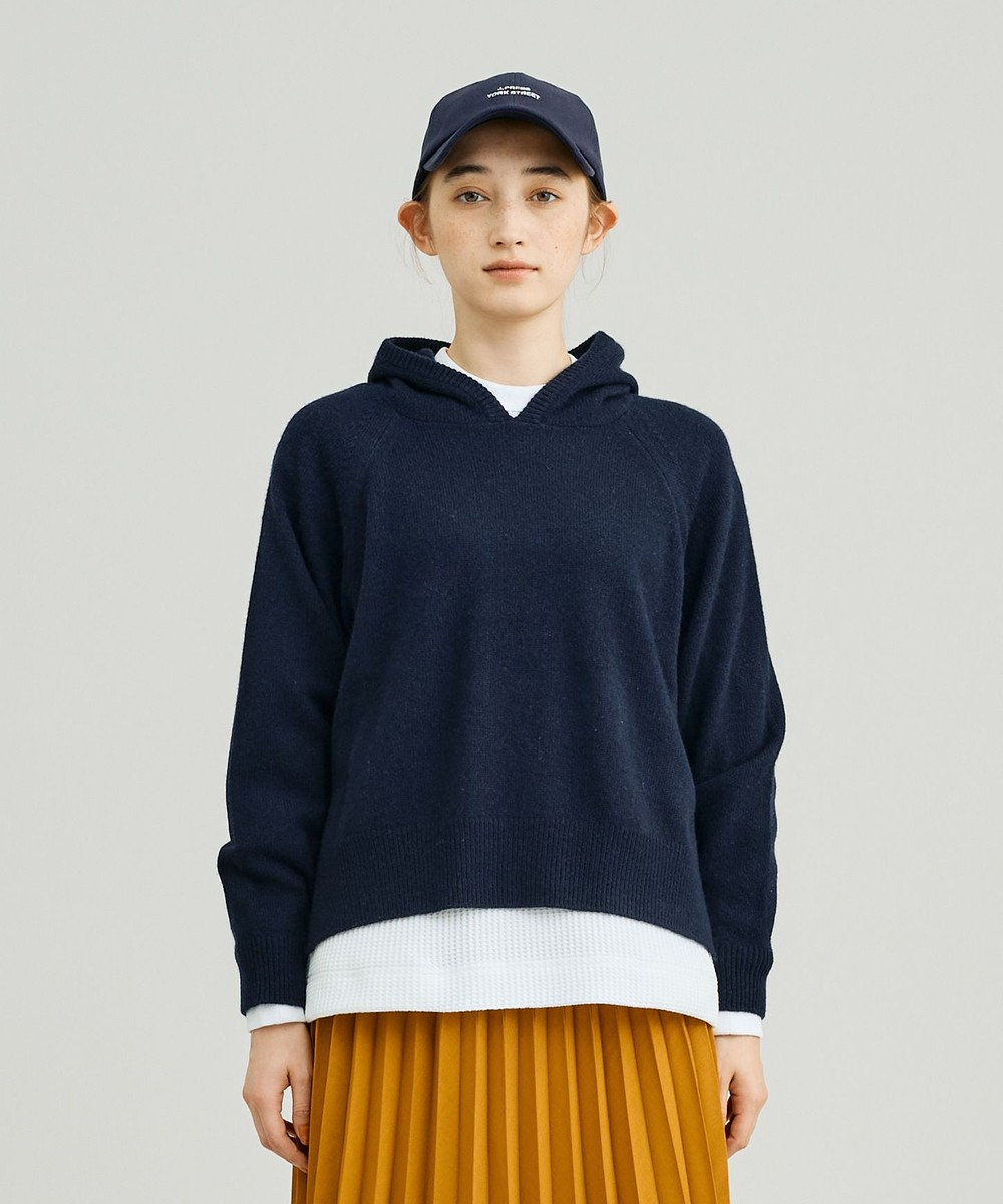 J.PRESS YORK STREET 【WOMEN】ウールカシミヤ フーディニット 