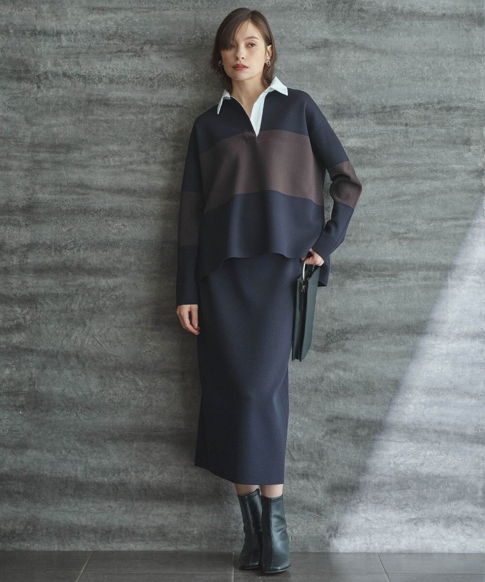 ICB L 【洗える】 シンセティックダブルフェイス ニットタイトスカート 