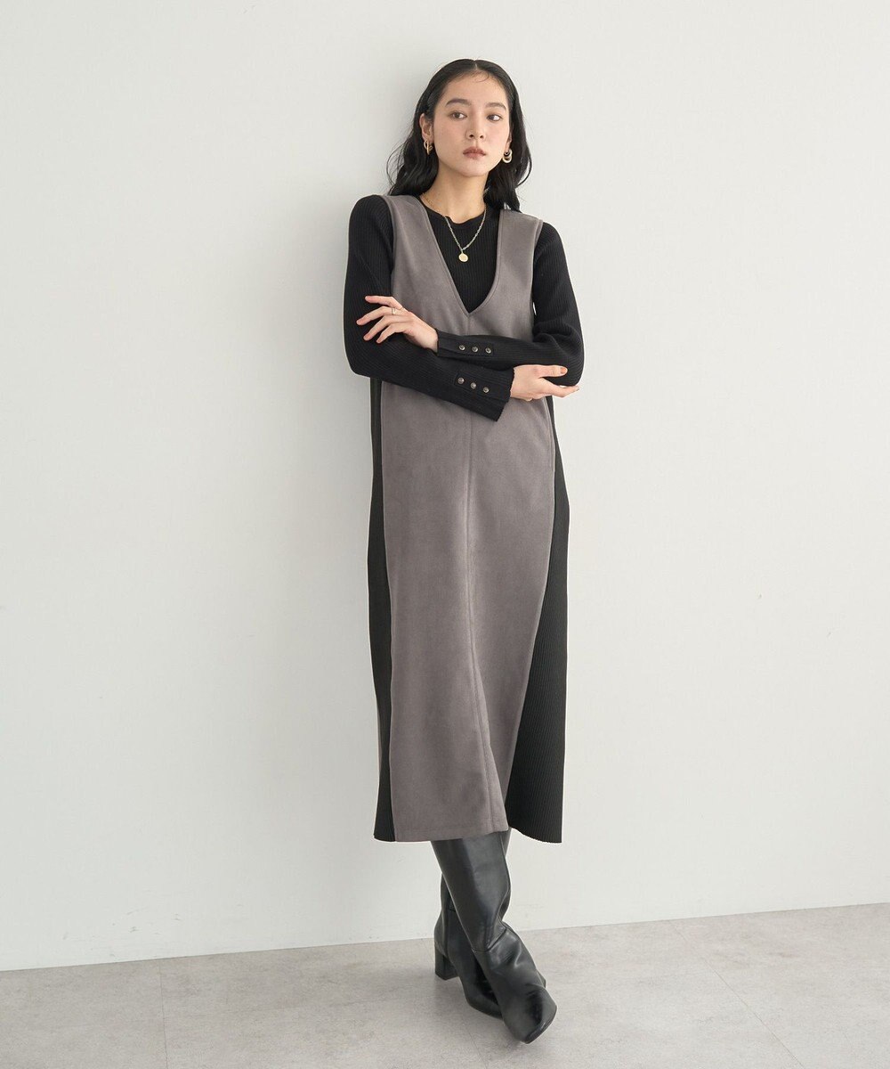 YECCA VECCA 袖釦クルーネックリブニット 