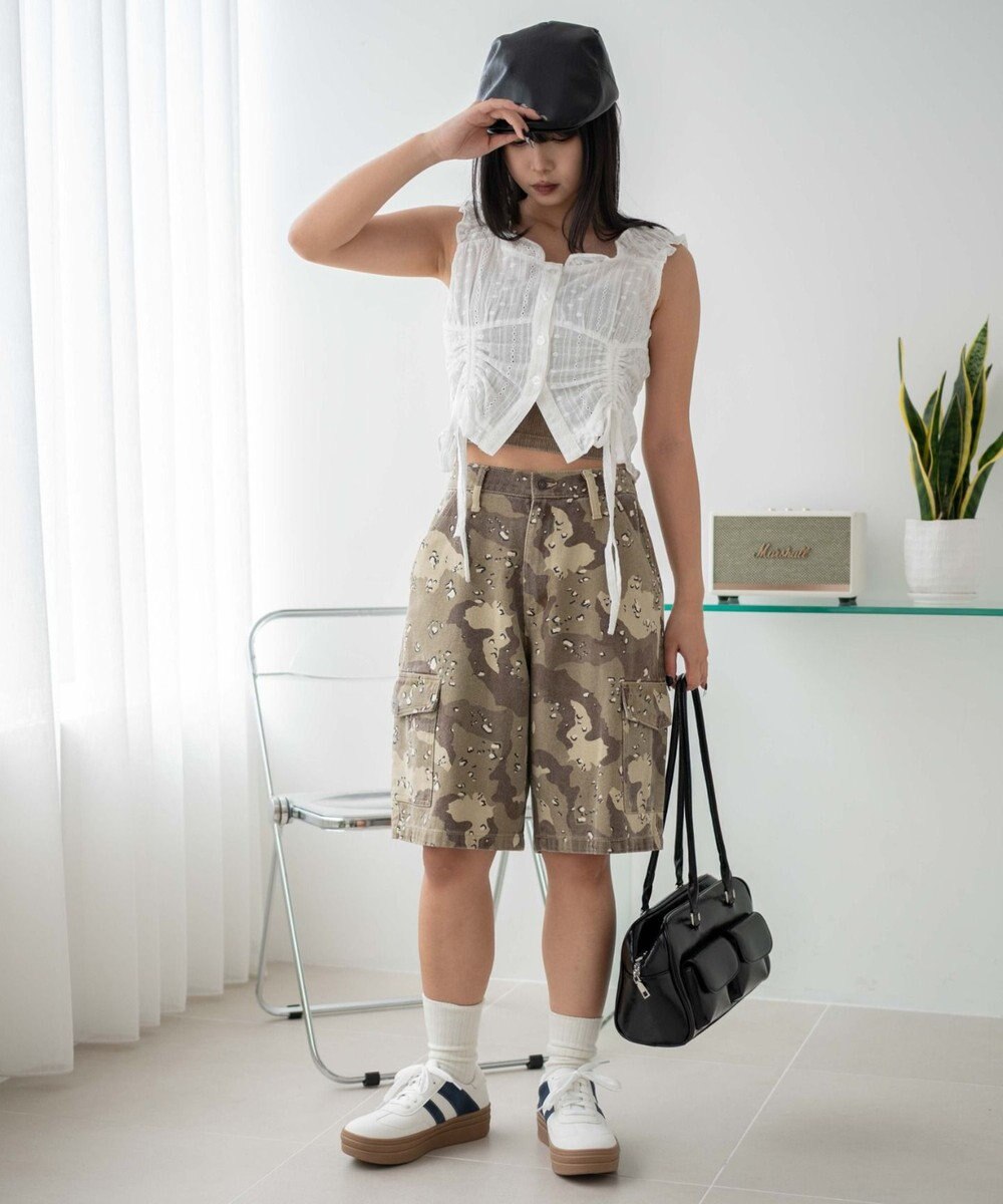 WEGO ギャザーデザインノースリーブブラウス 