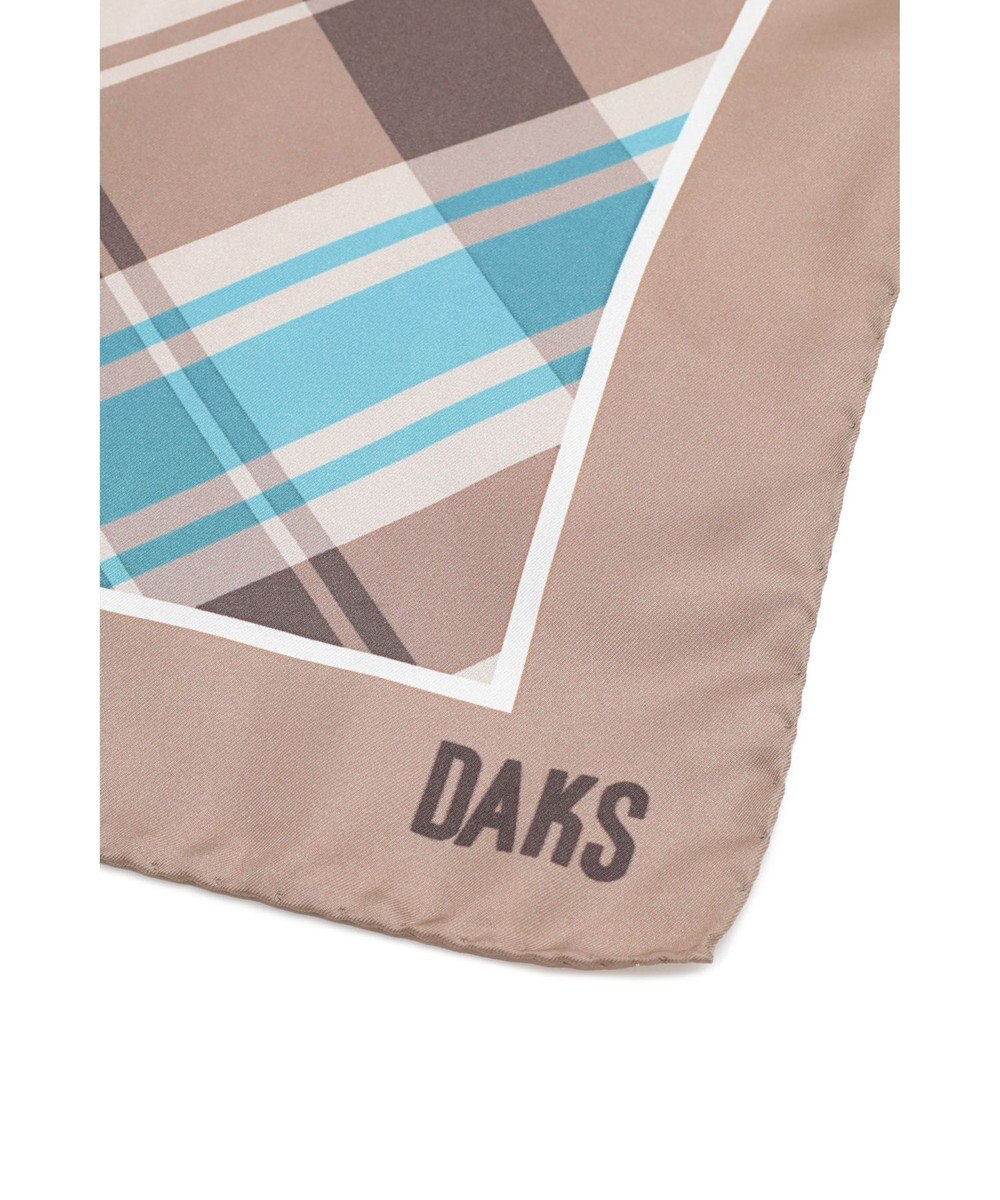 DAKS シルク 50thベージュチェックプリント スカーフ 