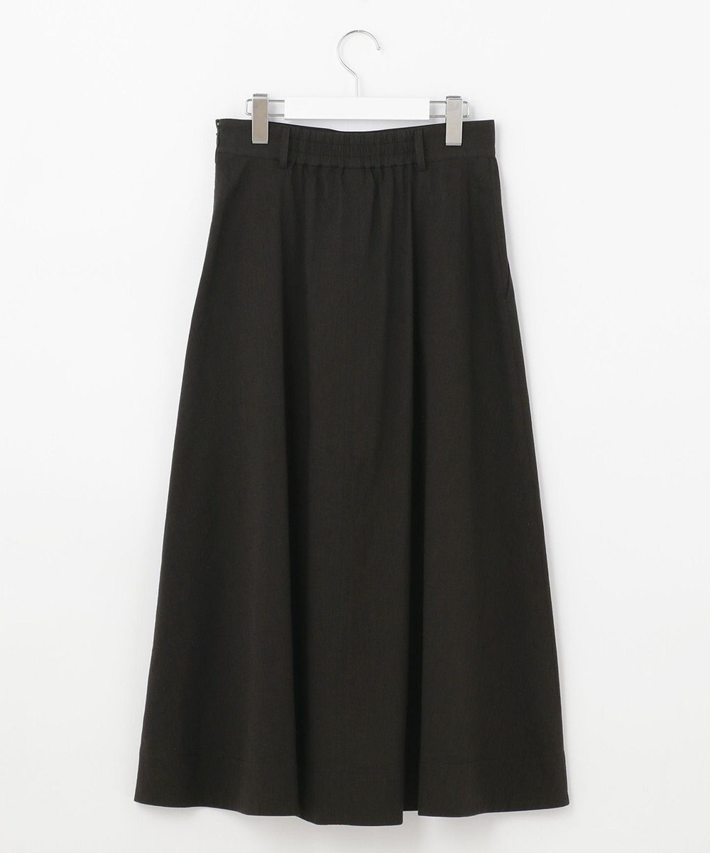 自由区 【洗える・ストレッチ素材】リネンヴィスコースストレッチ フレアスカート 