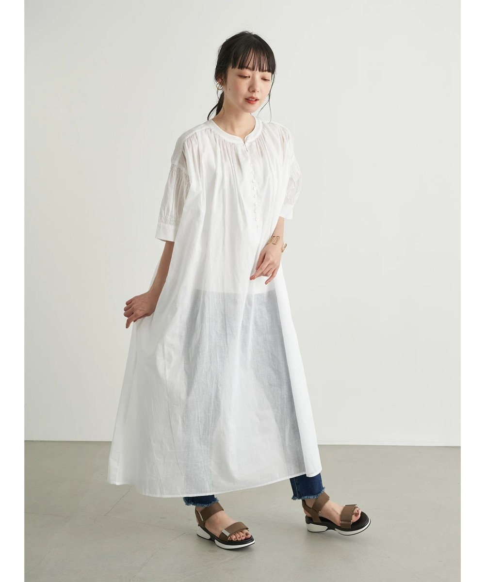 earth music&ecology シャーリングスリーブワンピース Off White
