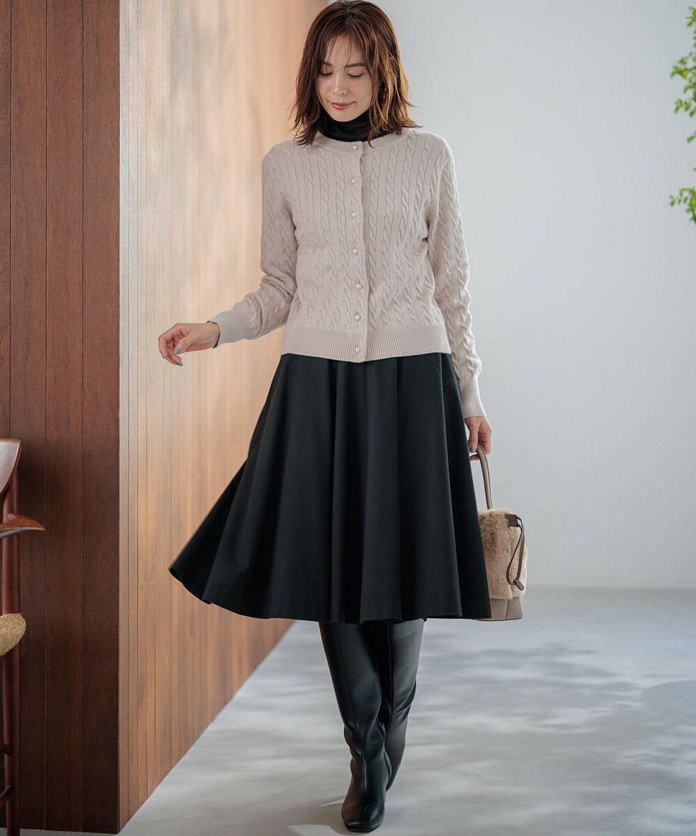 組曲 L 【前後着用可】コットンカシミヤ混2WAYケーブル ニット 