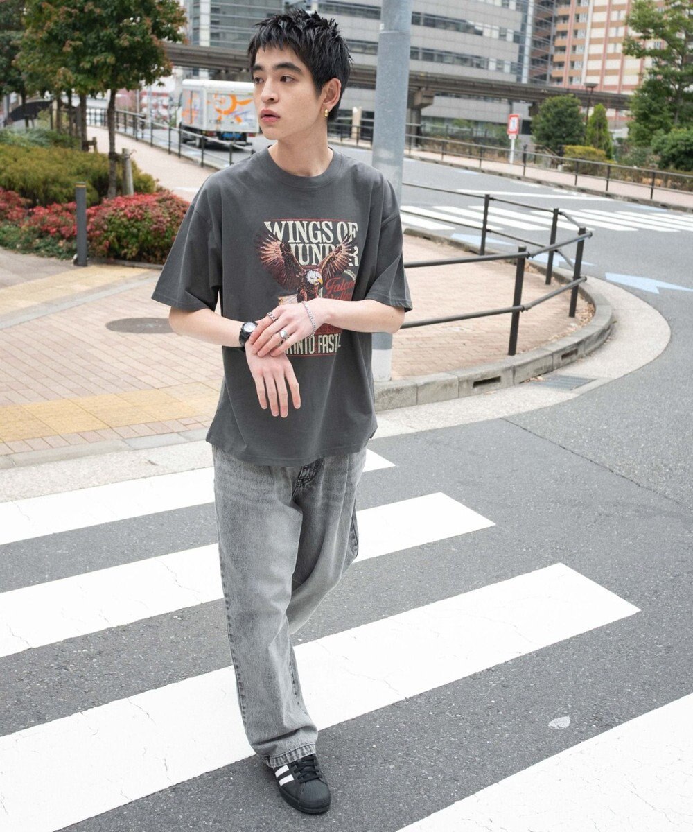 WEGO 【ユニセックス着用ITEM/SMLサイズ展開】ルーズテーパードデニムパンツ 