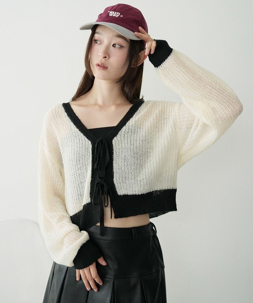 WEGO 【25年秋冬新作】モヘアタッチ2WAYリボンカーデ 