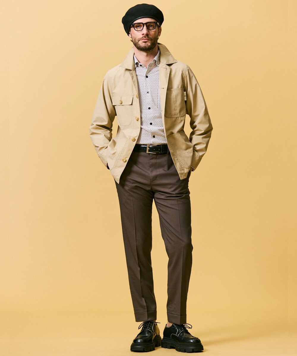 GOTAIRIKU ロングセラー【洗える/折り目加工/シワになりにくい/ウエストアジャスター】ウォッシャブル サマーウール100％パンツ_限定色(ノータック)25年モデル 