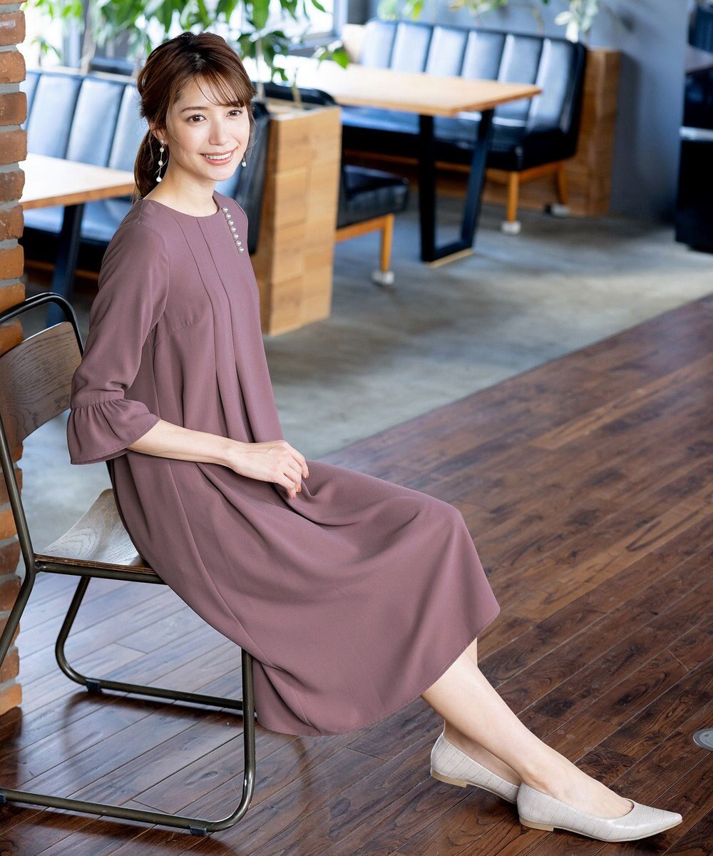 Tiaclasse 飴玉パールフレア袖ワンピース 