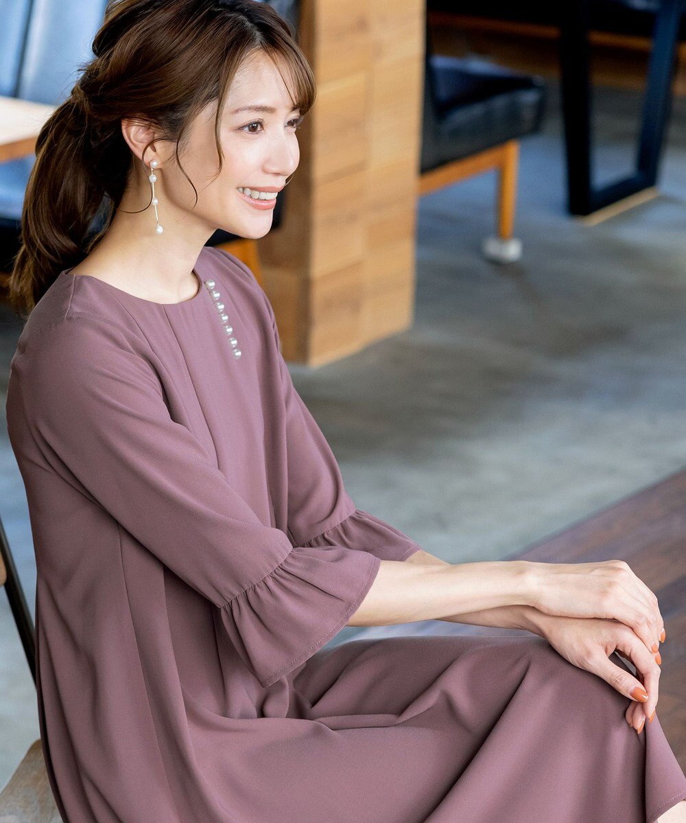 Tiaclasse 飴玉パールフレア袖ワンピース 