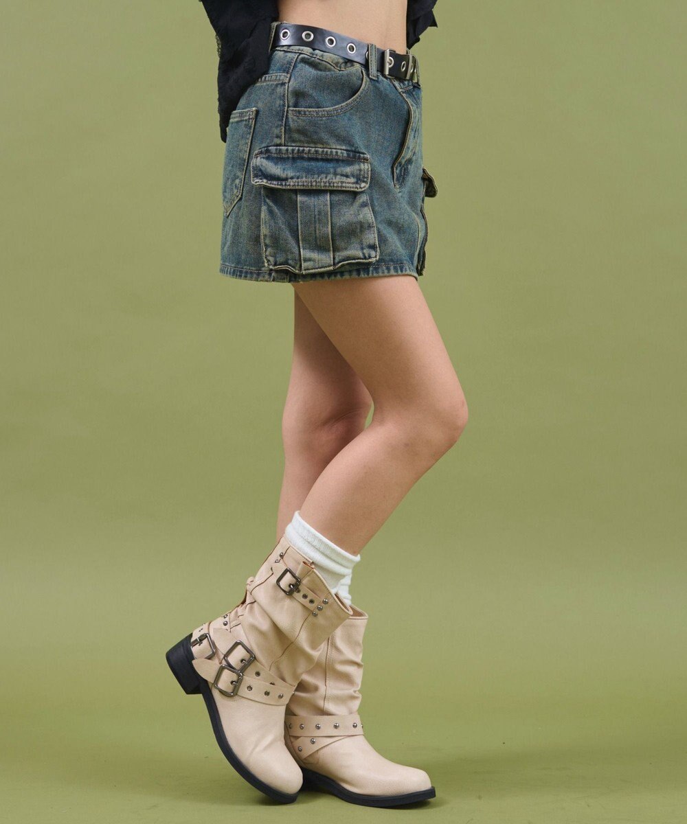 WEGO ハトメベルトカーゴデニムスカパン 