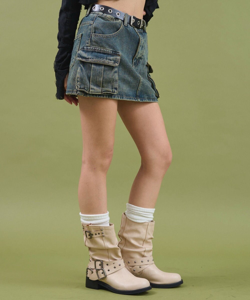 WEGO ハトメベルトカーゴデニムスカパン 