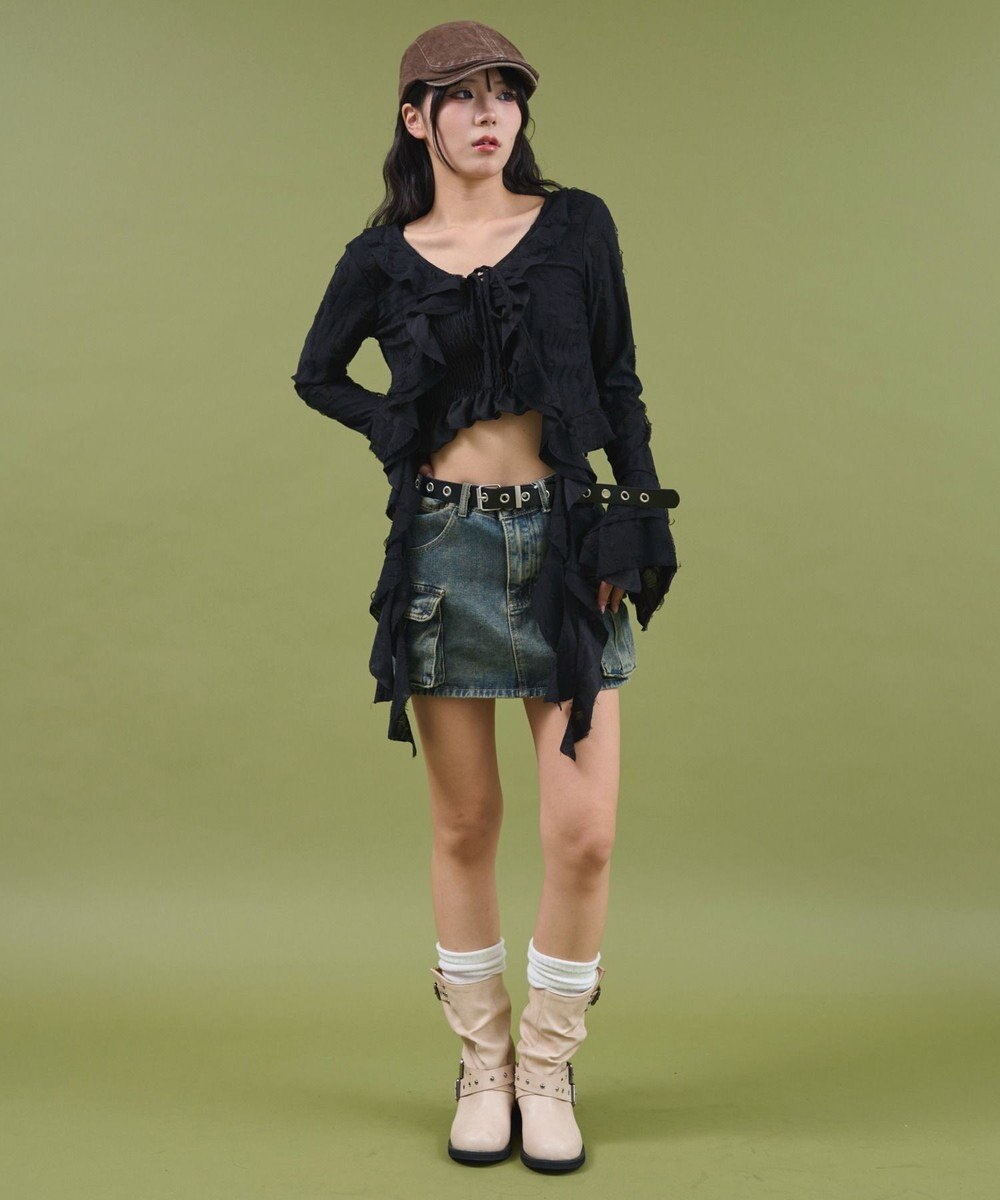 WEGO ハトメベルトカーゴデニムスカパン 