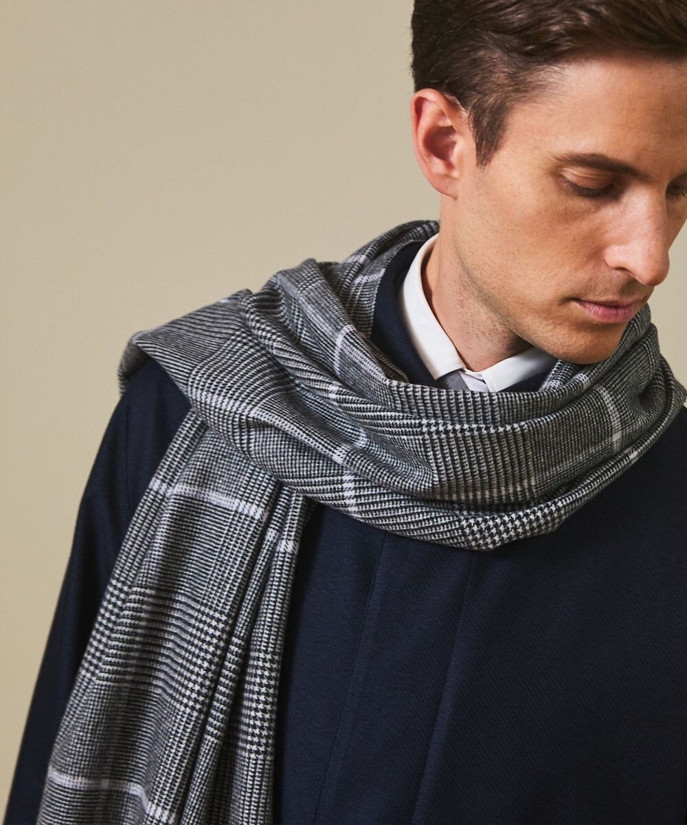 GOTAIRIKU 【カシミヤ100％】 幅広 マフラー_グレンチェック柄(40×180) 