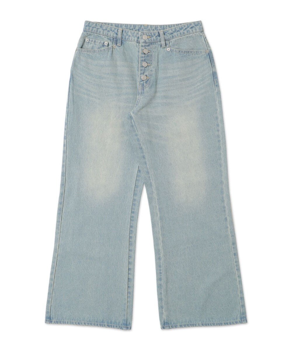 WEGO ボタンフライローライズフレアデニム 