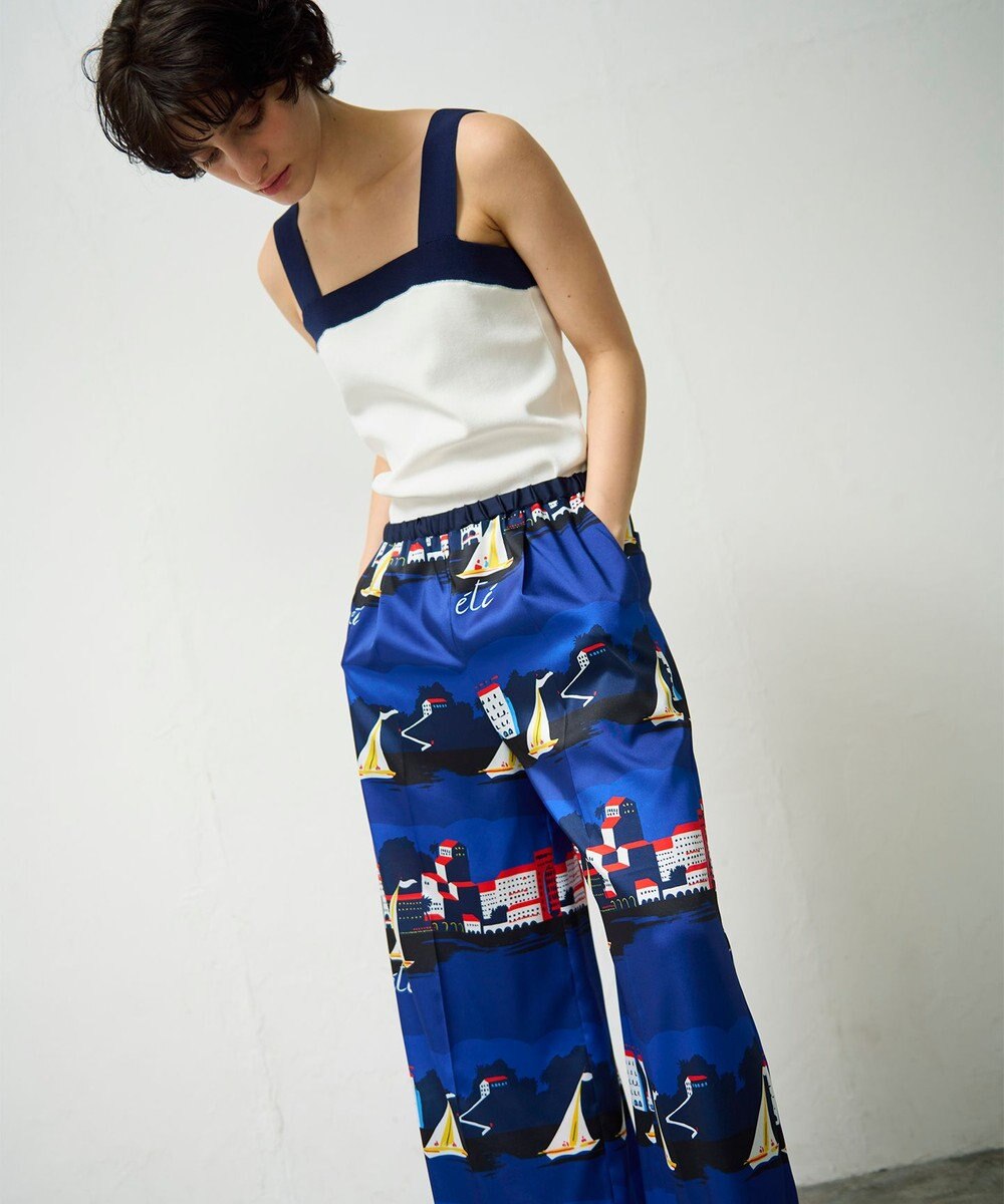 GRACE CONTINENTAL マリンプリントイージーパンツ 
