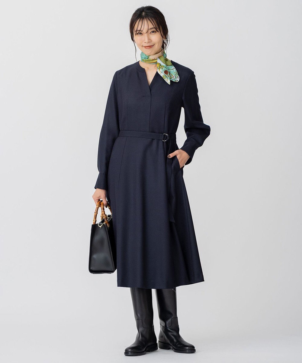 23区 L ウールジョーゼット フィットアンドフレア ワンピース 