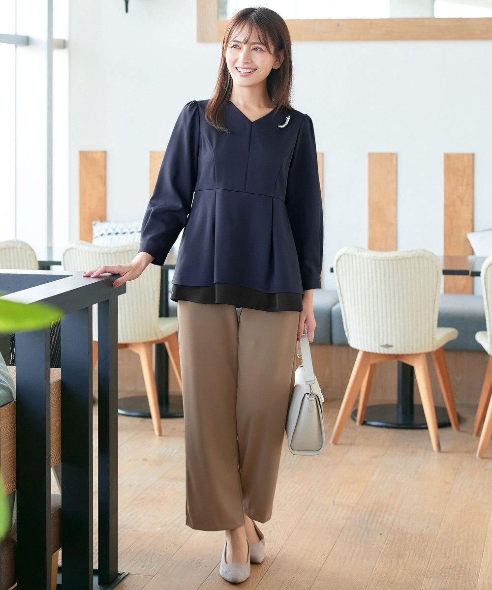 Tiaclasse L 【日本製・洗える】ジョーゼットニットワイドパンツ 