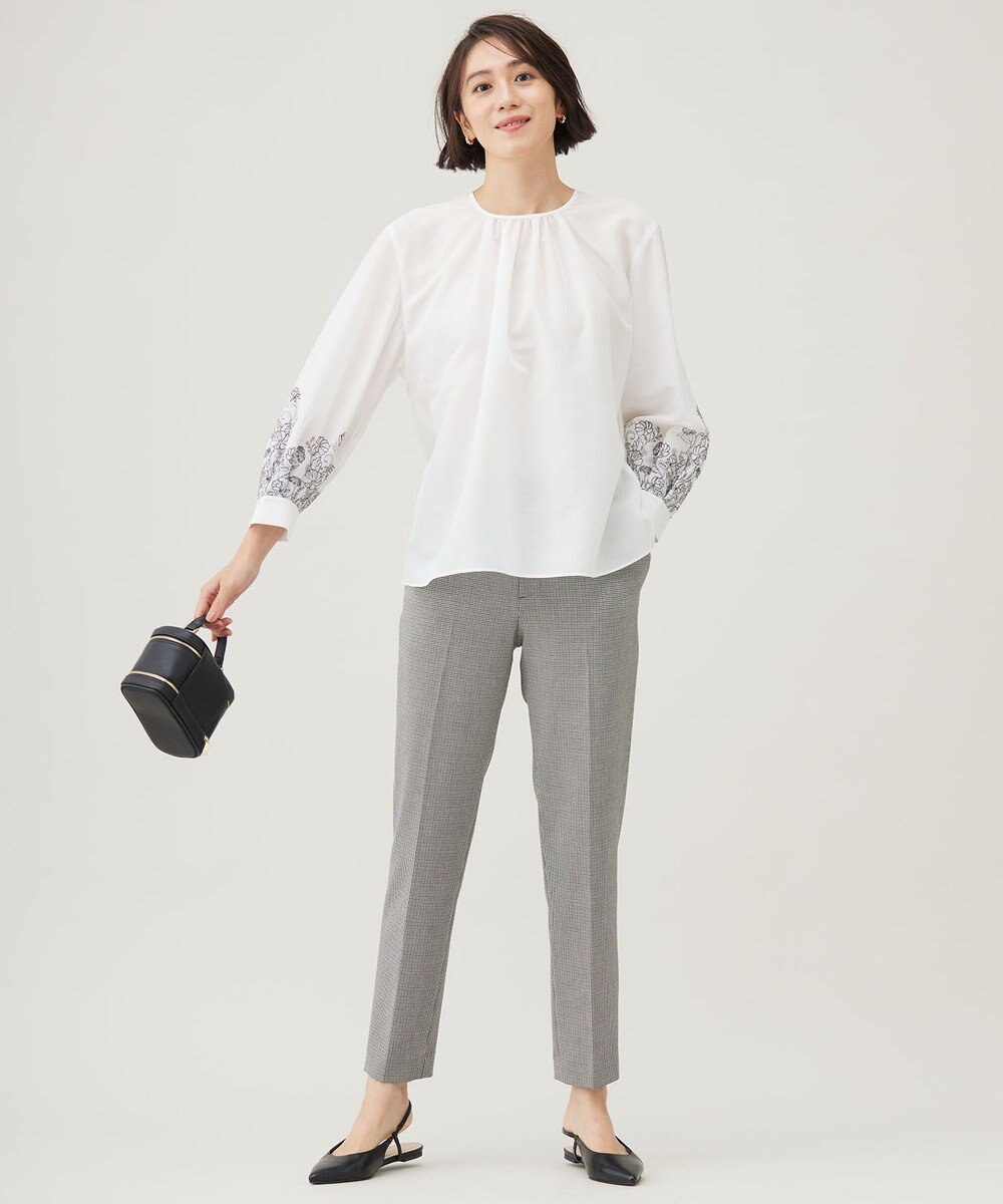 自由区 L 【洗える】シアーエンブロイダリープルオーバー ブラウス 