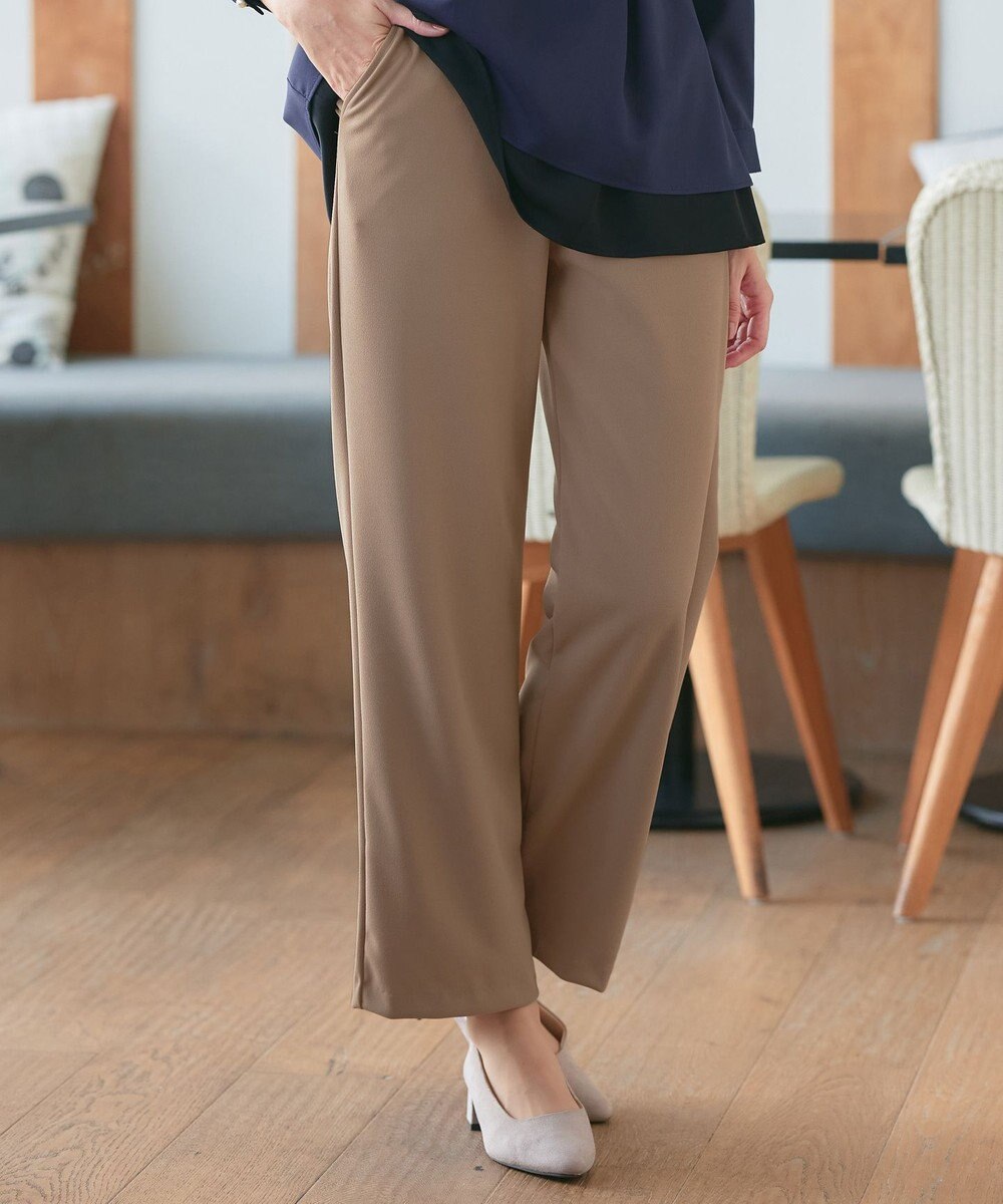 Tiaclasse L 【日本製・洗える】ジョーゼットニットワイドパンツ 