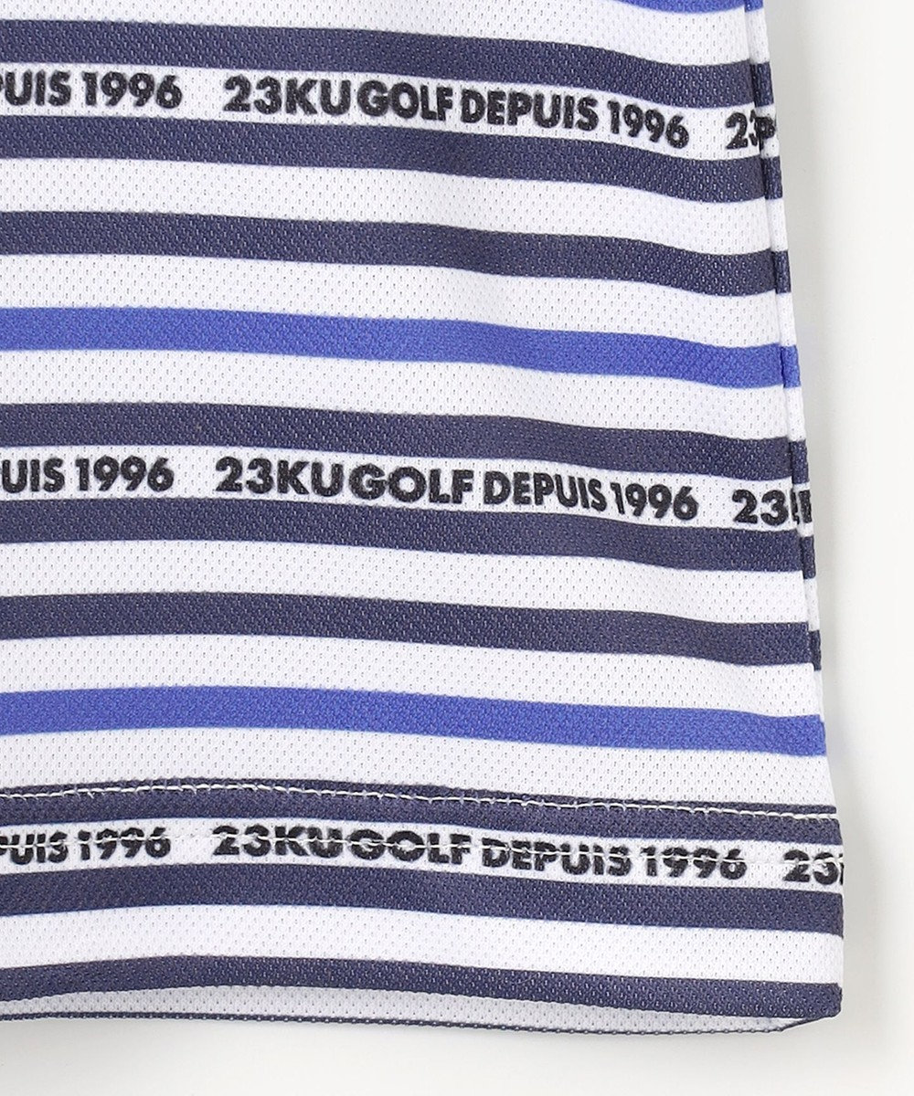 23区GOLF 【WOMEN】【吸水速乾・UVケア】ボーダーロゴ 半袖シャツ 