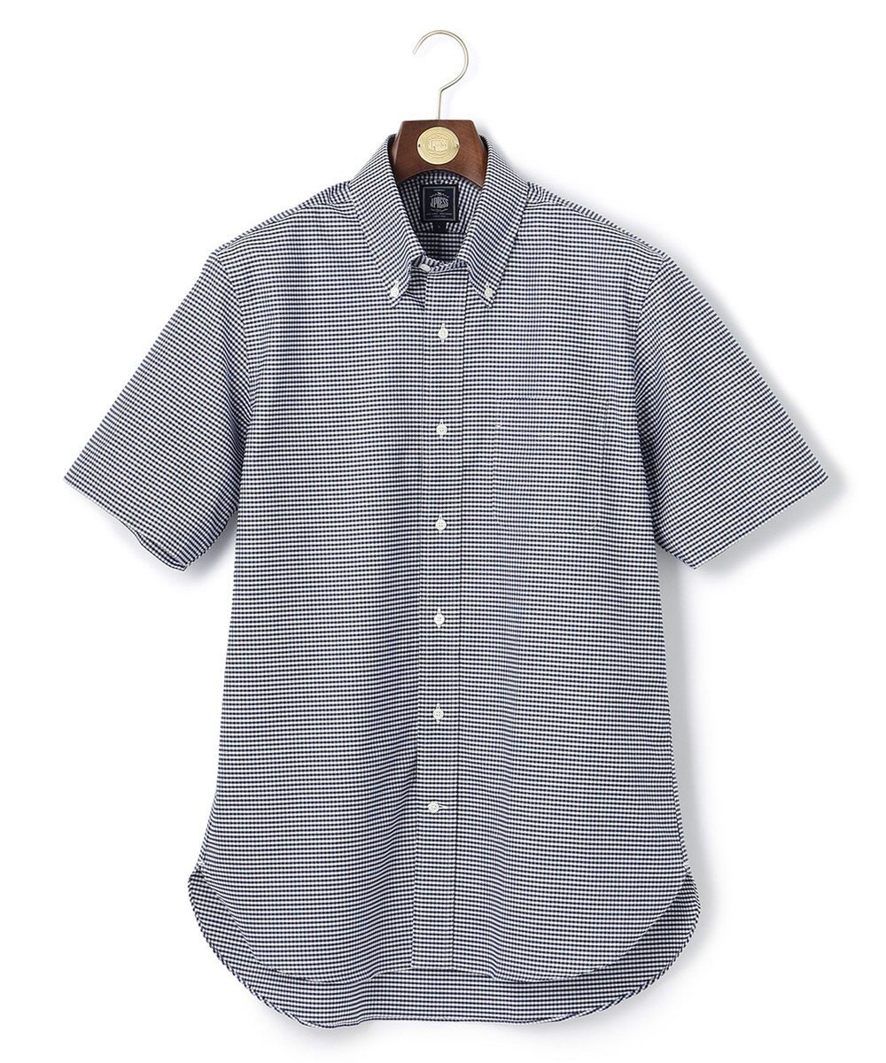J.PRESS MEN 【PREMIUM PLEATS / 形態安定】ギンガムチェック 半袖シャツ / B.D. 