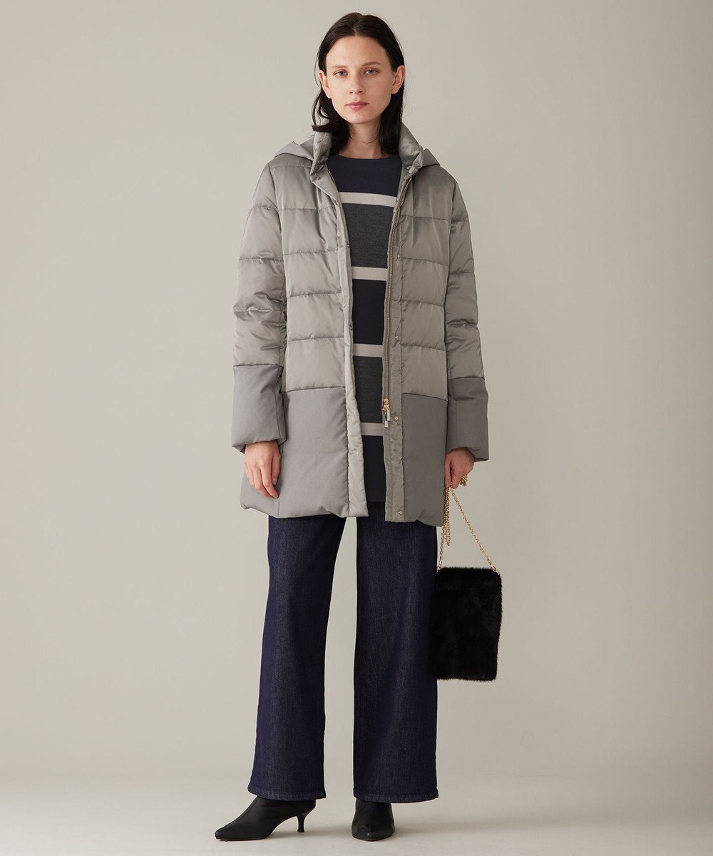 自由区 L 【撥水加工・洗える】ブライトダウンフード付き ダウンコート 