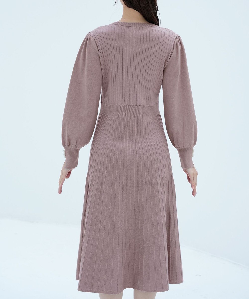 Tiaclasse L リブニットパフスリーブワンピース 