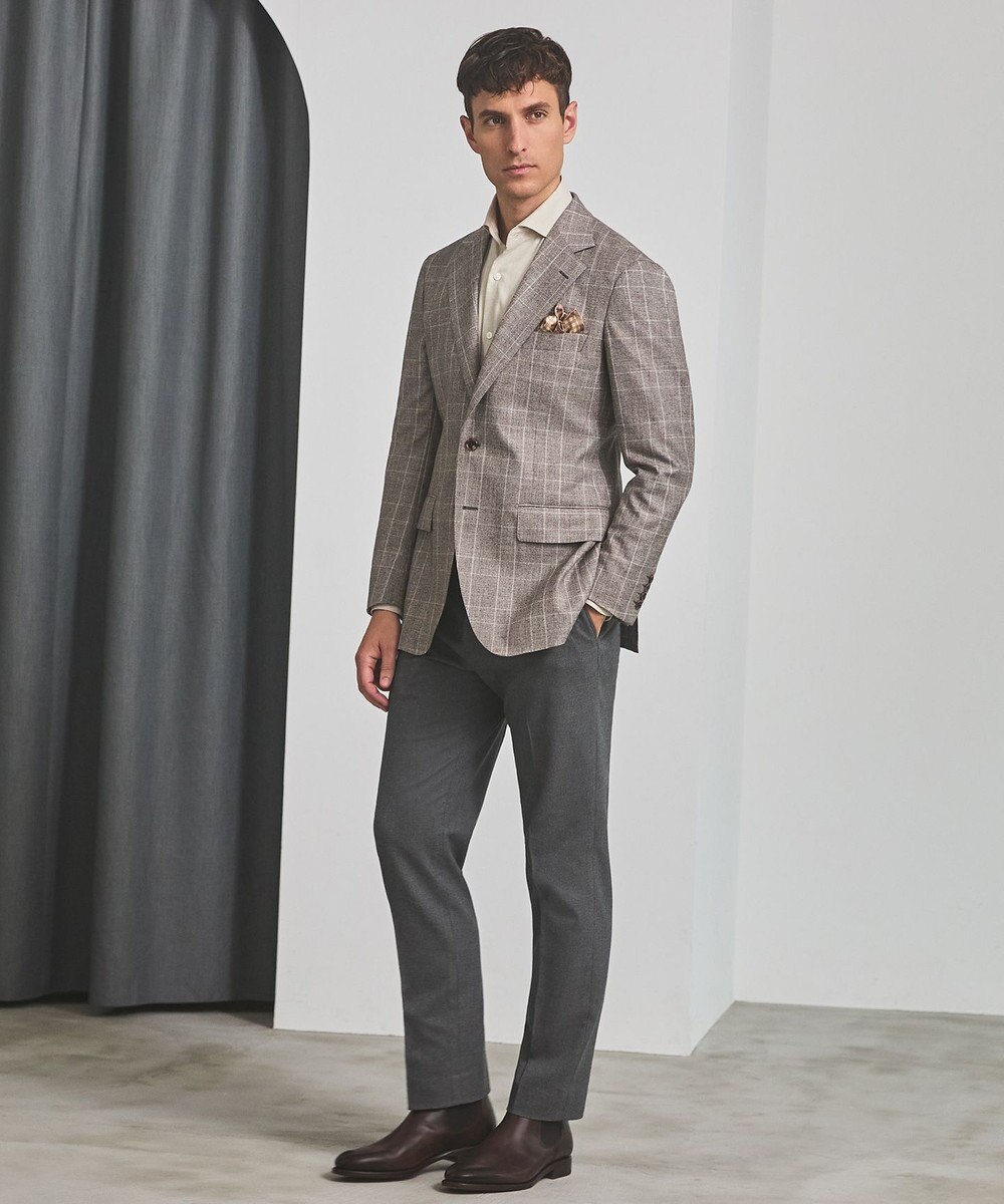 GOTAIRIKU 【CANONICO/カノニコ】サキソニーウールコットンブレンド ジャケット_ブラウンチェック 