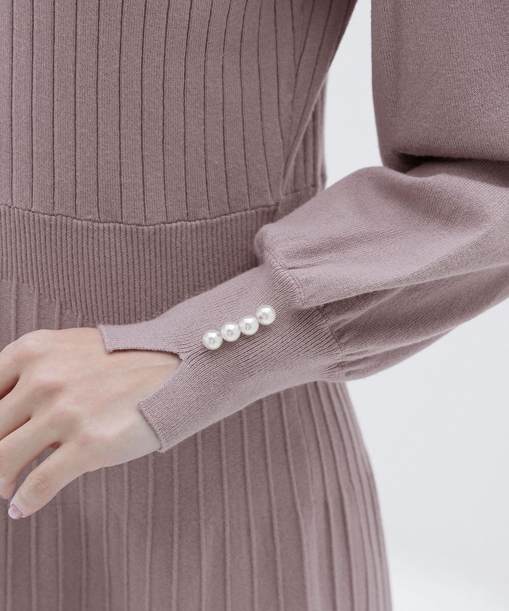 Tiaclasse L リブニットパフスリーブワンピース 