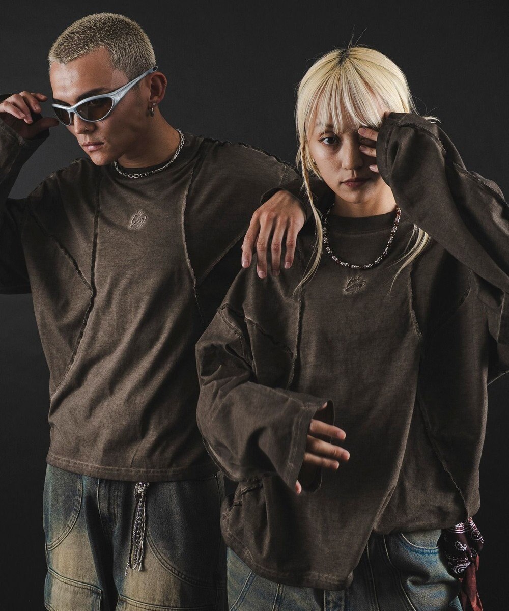 WEGO 【ユニセックス着用ITEM】MA55IVE　コールドダイスウィッチングロゴT（LS） 