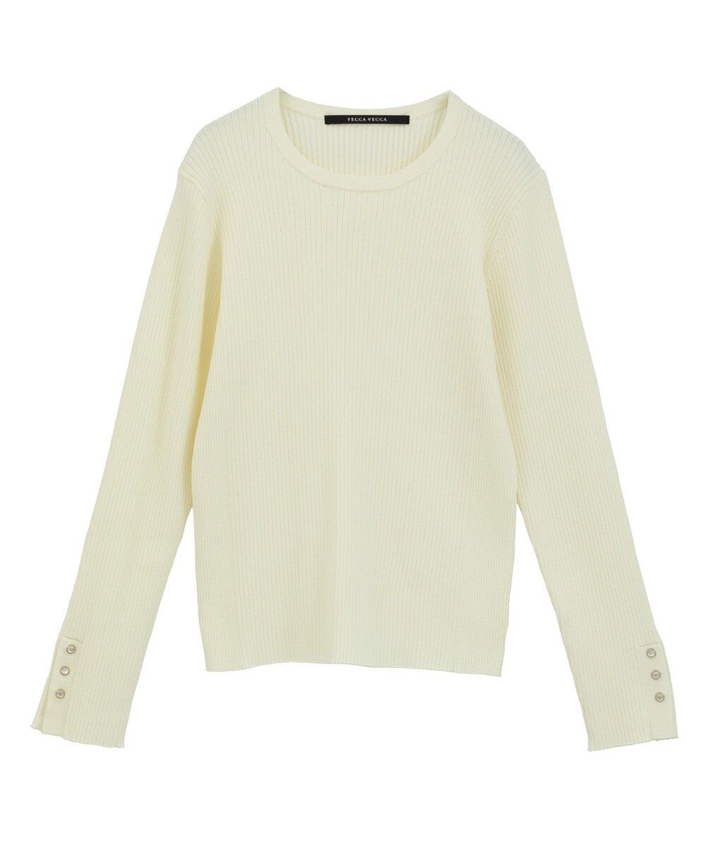 YECCA VECCA 袖釦クルーネックリブニット 