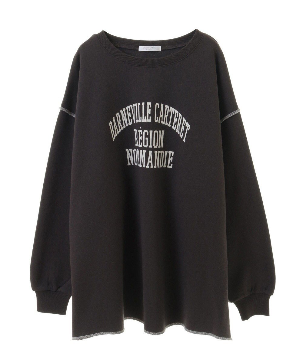 Green Parks 裏起毛配色ステッチロゴチュニック 