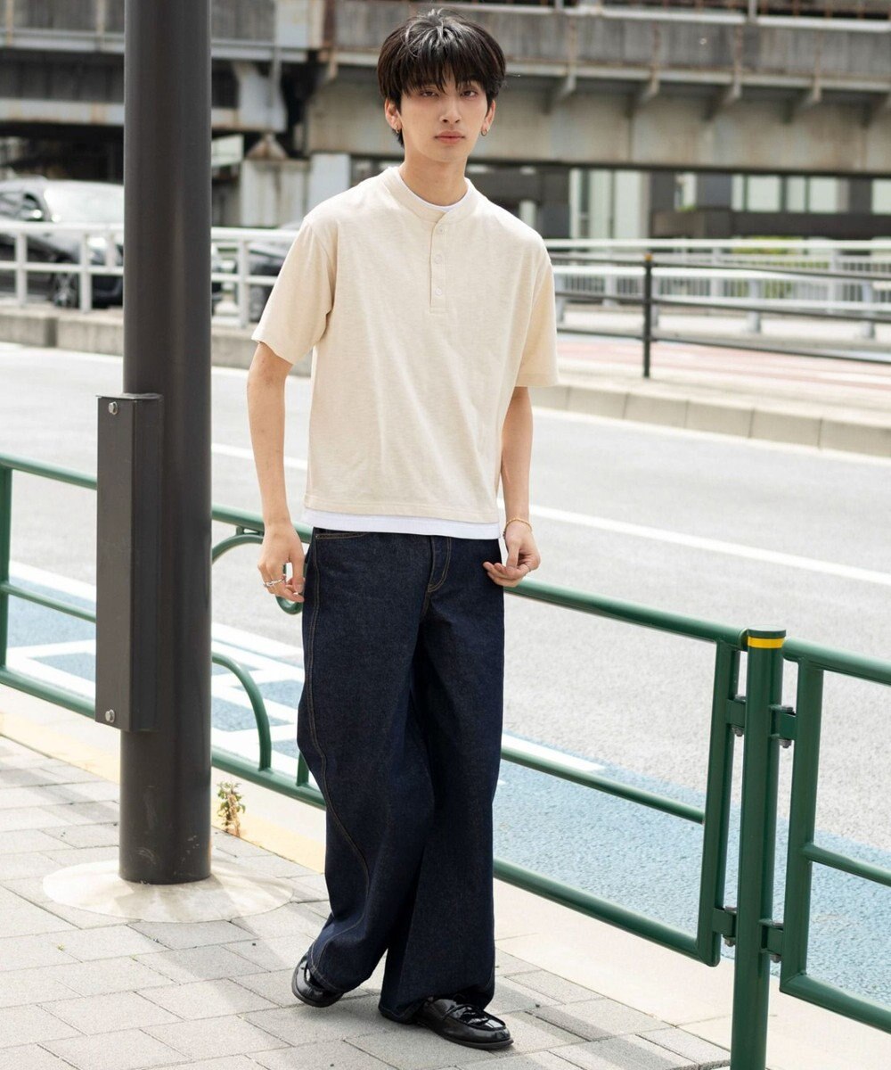 WEGO 【ユニセックス着用ITEM/MLサイズ展開】フェイクレイヤードヘンリーネックT（SS） 