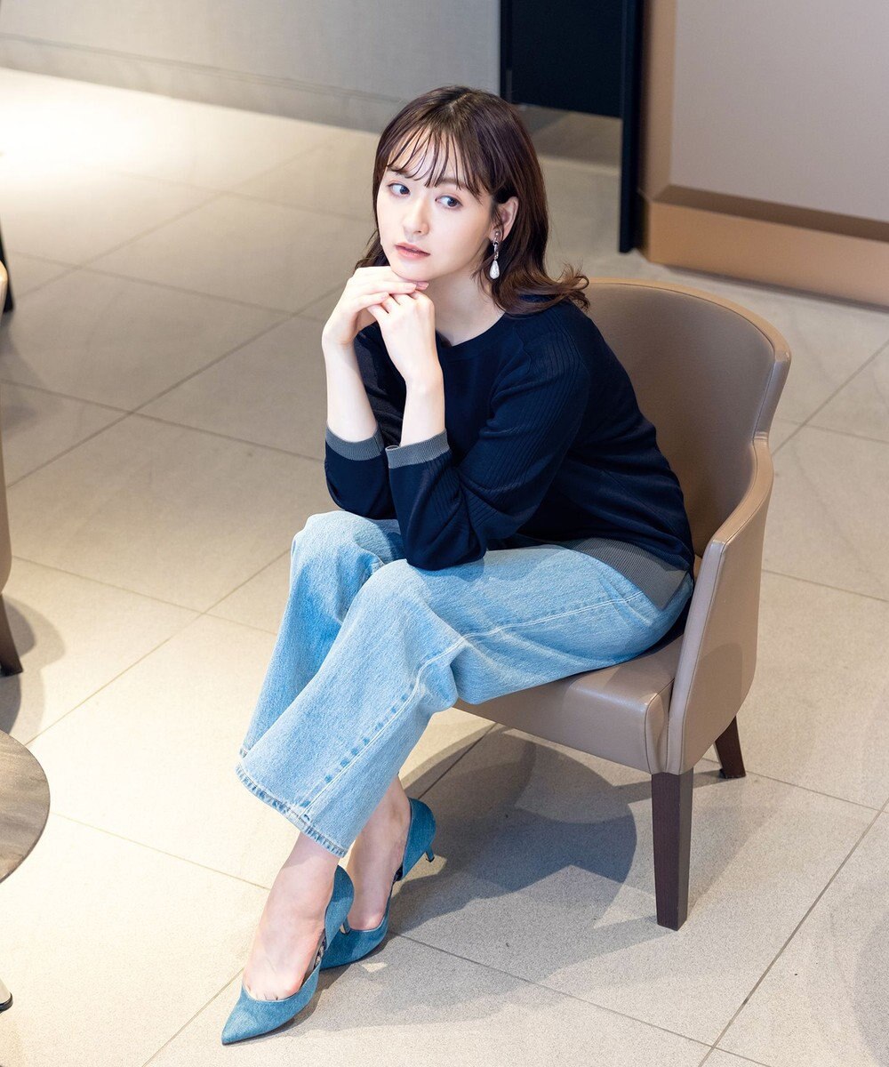 Tiaclasse 【新色追加・洗える】配色スリットニット 