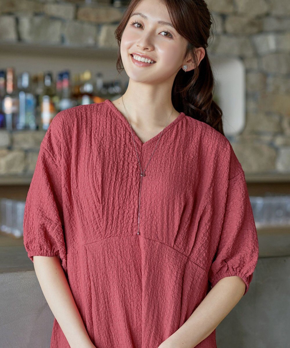 Tiaclasse L 【新色追加】ワッフルVネックワンピース 