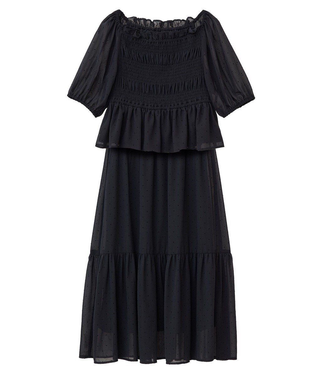 earth music&ecology ＳＥＴ２点フロッキードットブラウス＋スカート 