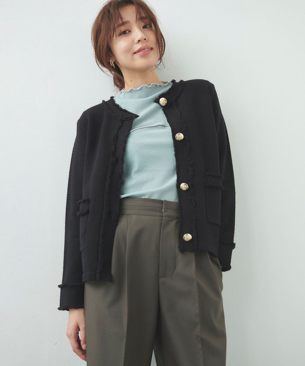 Feroux 【ONWARD CROSSET MAG掲載】ツイードライクニット ジャケット 