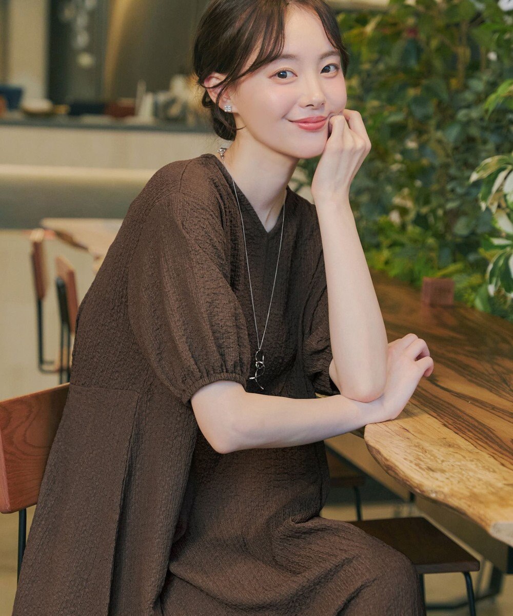 Tiaclasse L 【新色追加】ワッフルVネックワンピース 