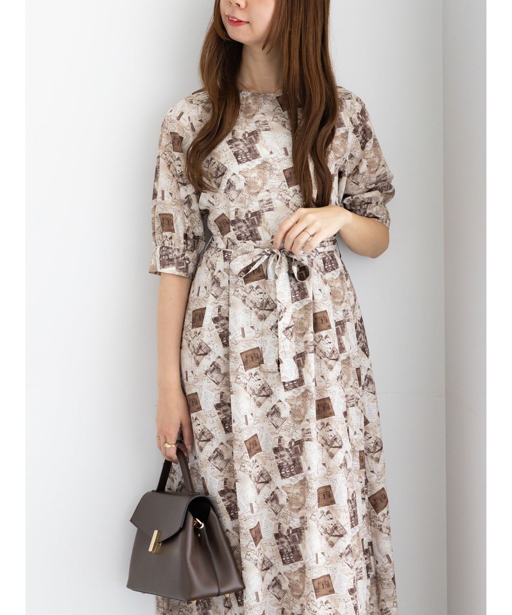 Te chichi マップパターンプリントワンピース 