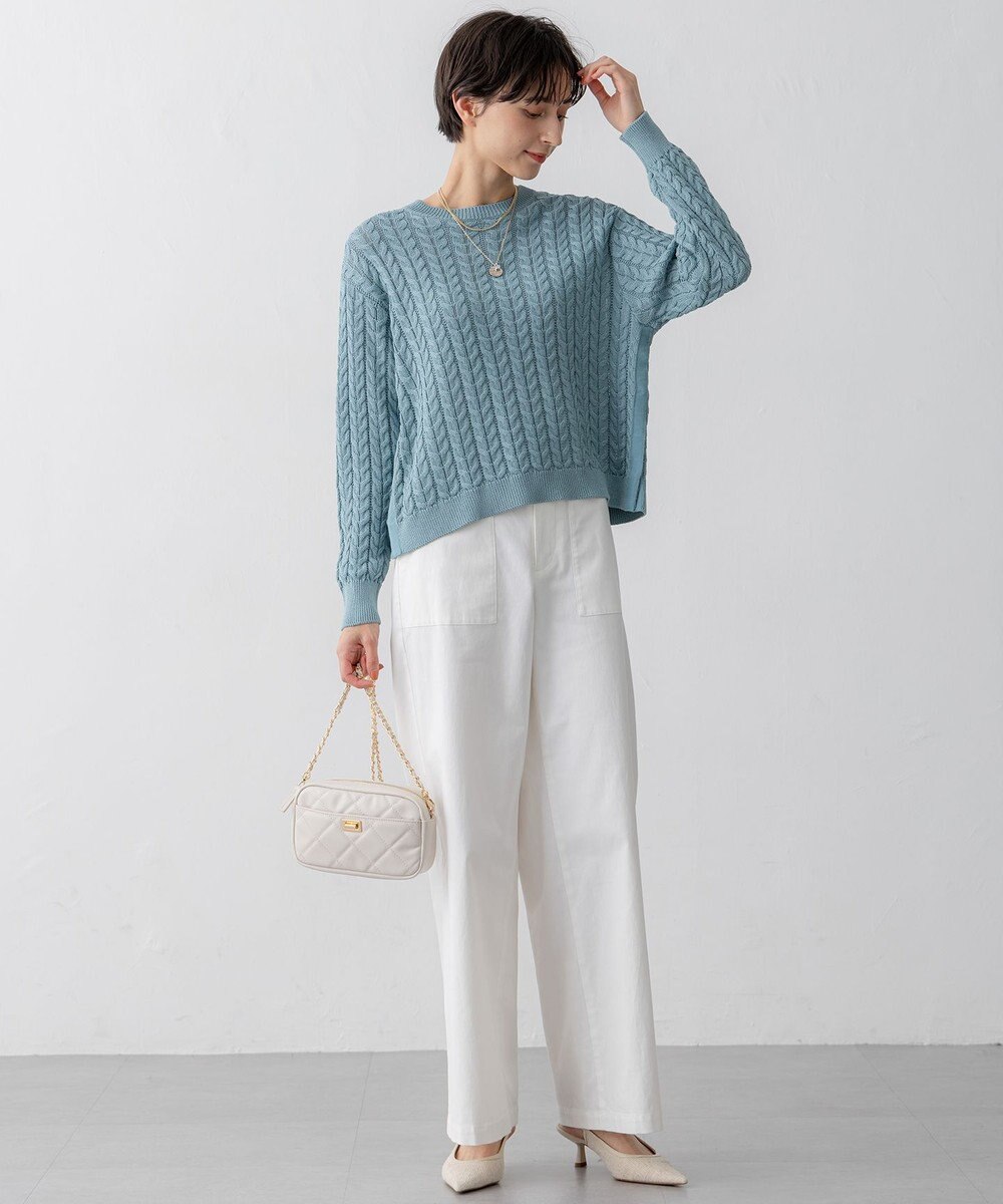 23区 L 【洗える】スラブツイルストレッチ ワイド パンツ 