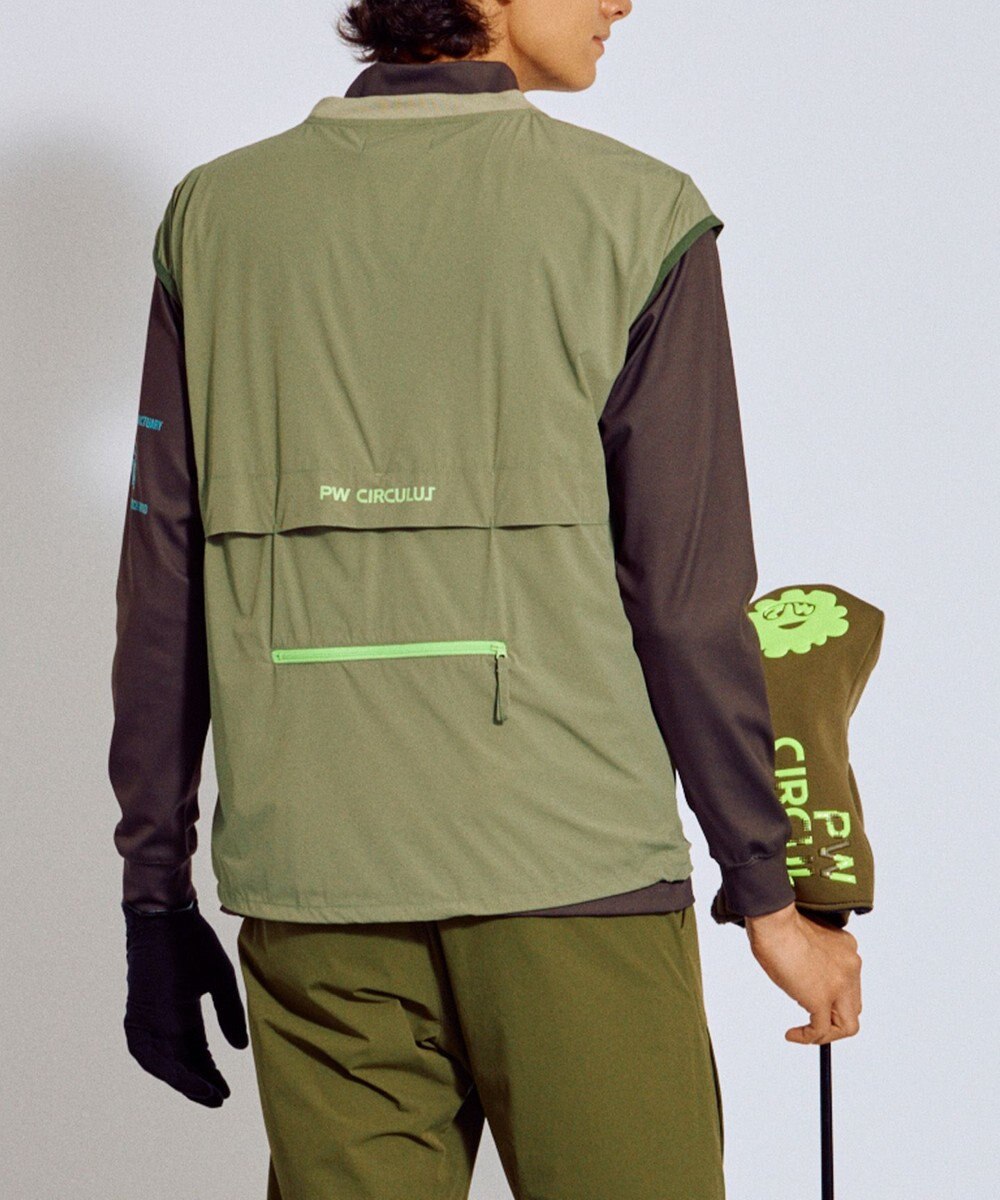 PW CIRCULUS 【撥水加工 / 小さくまとまる】【UNISEX】オーバーサイズ パッカブルベスト ゴルフウェア メンズ レディース 