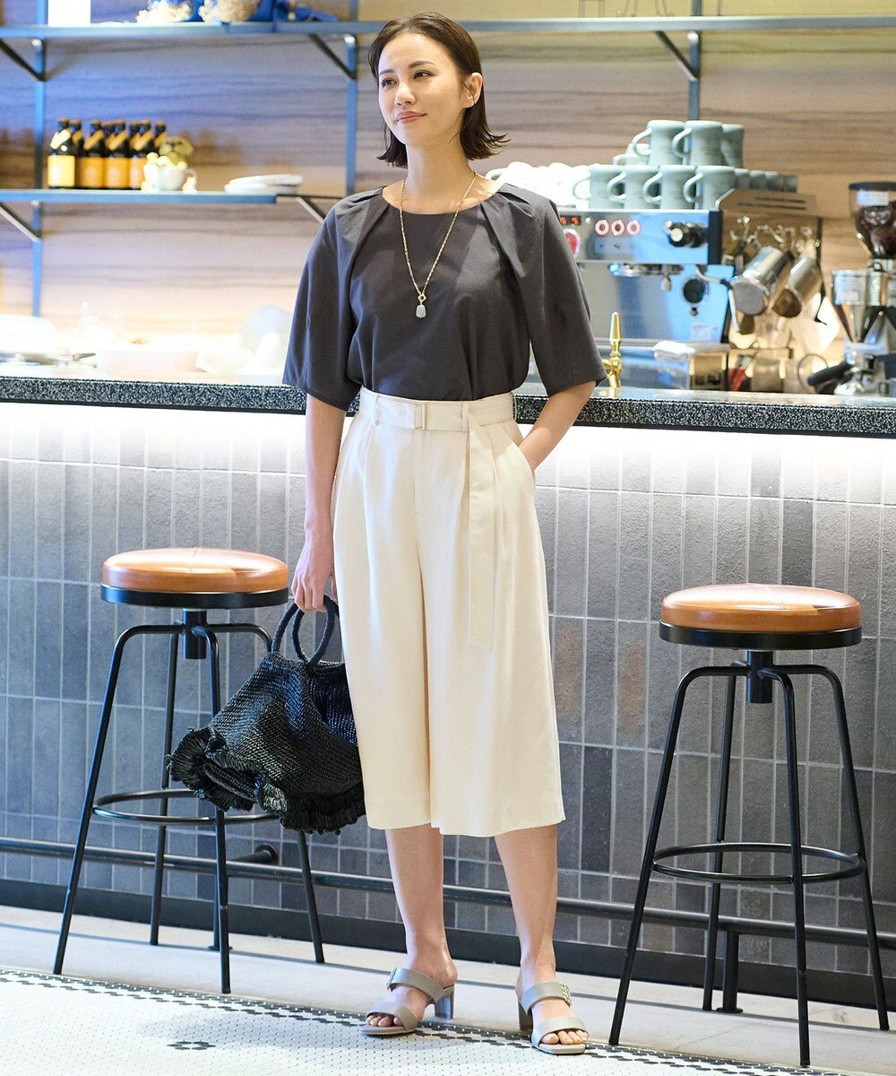 自由区 【XSサイズ~/洗える】ツイストプレインジャージー袖タック カットソー 