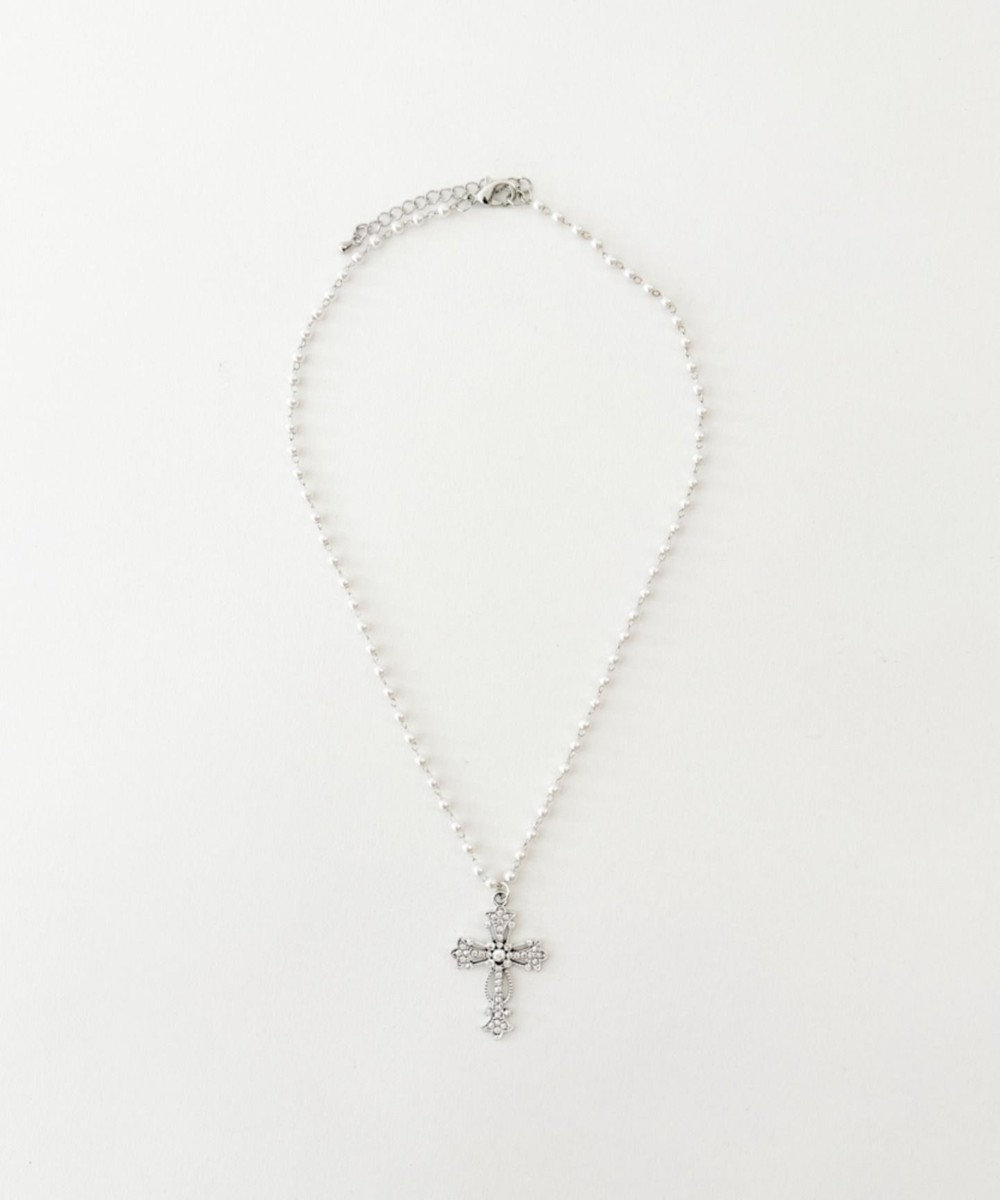 WEGO Lクロスモチーフパールチェーンネックレス 