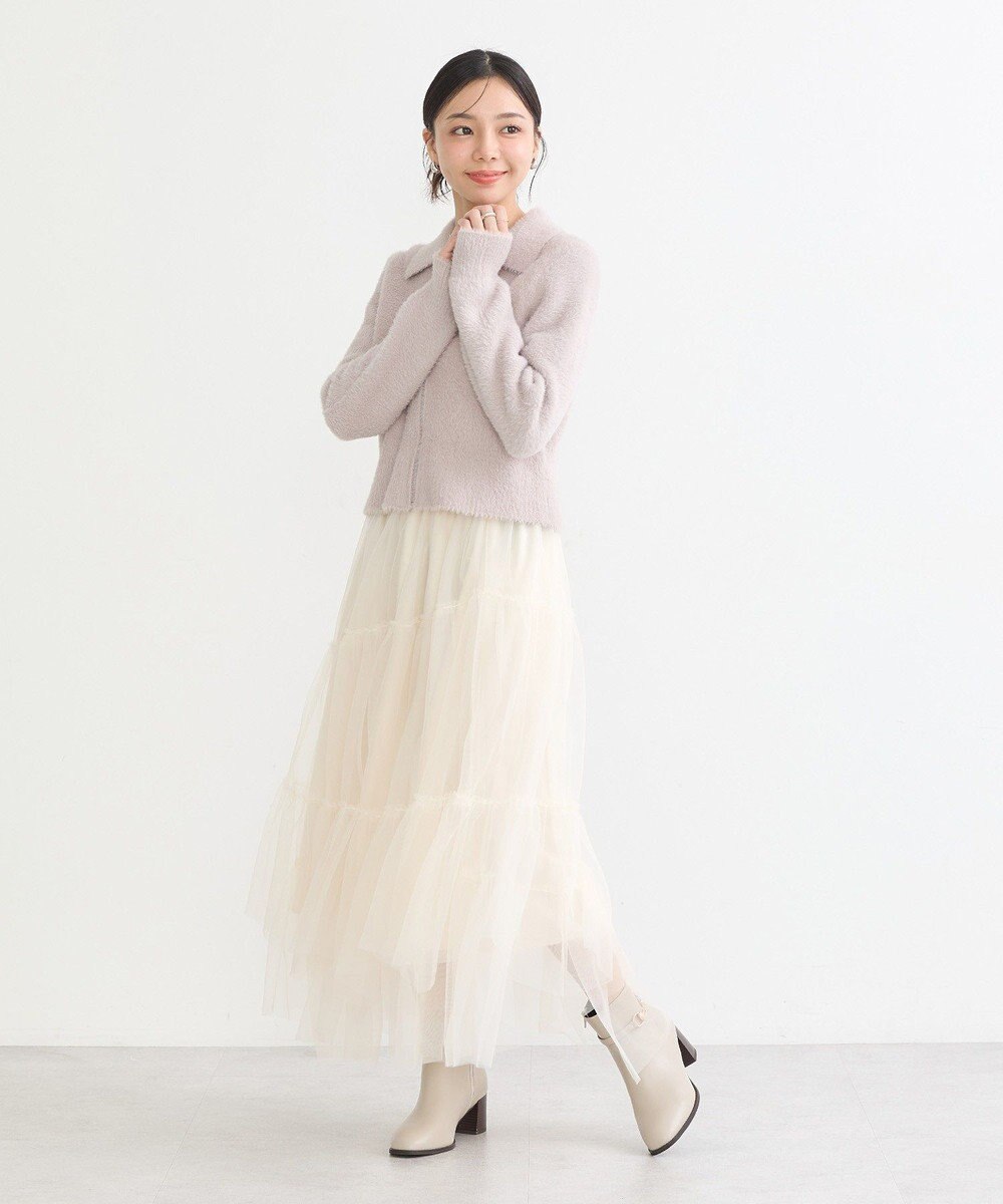 earth music&ecology シャギージップカーディガン 