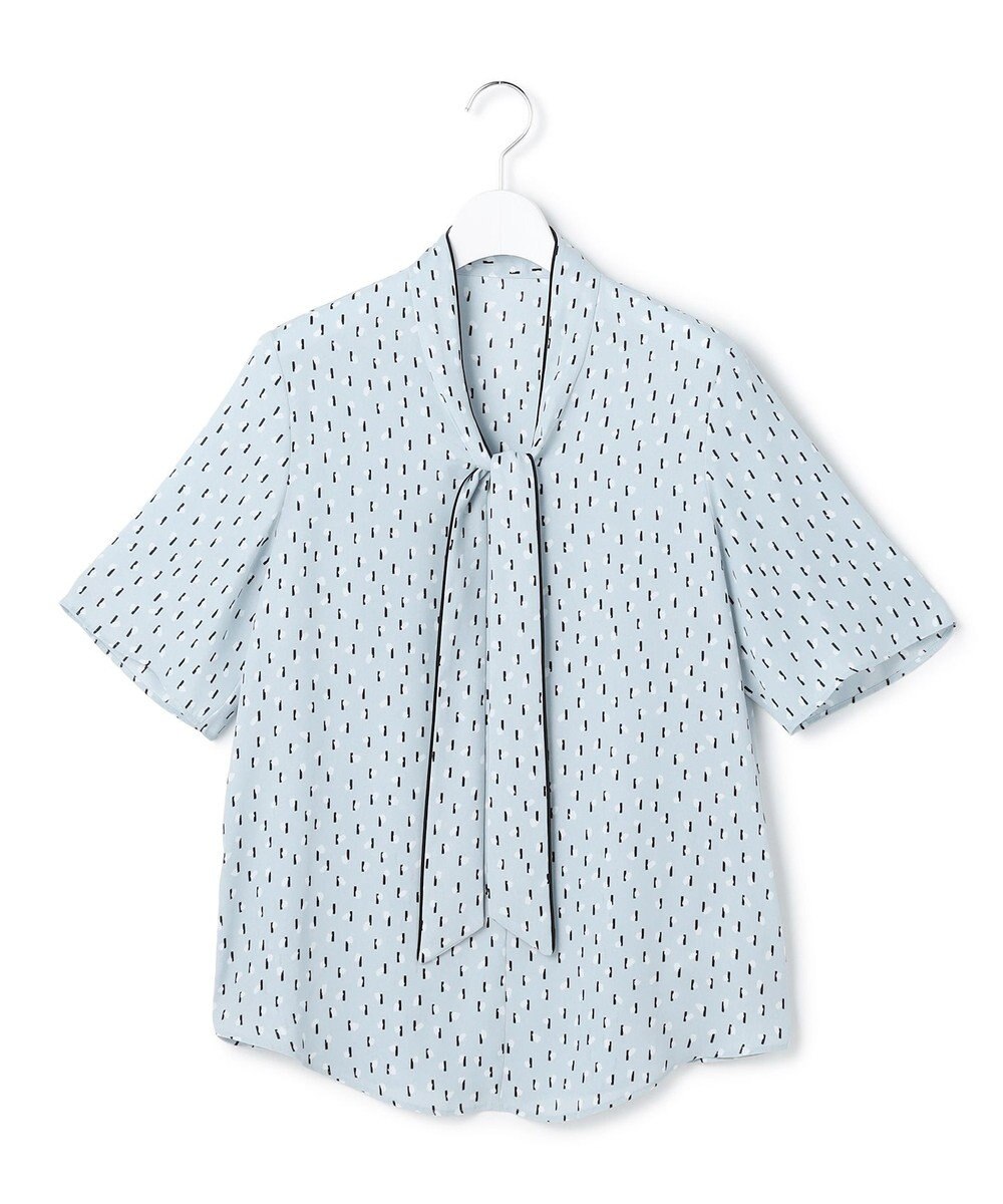 ICB L 【新色追加】BackSatinAmunzen 5分袖配色ボウタイブラウス 