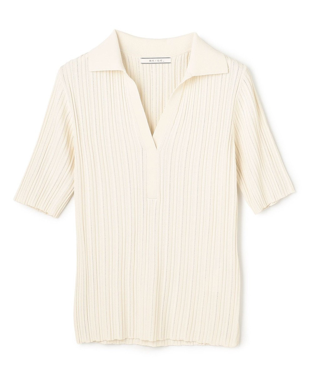 BEIGE， LABRADO / ランダムリブ スキッパーニット 